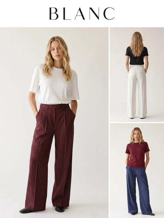 BLANC Unisex T-Shirt Bundle - white, black and burgundy on female model
