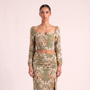 BLANC Laurel Set olive printed two-piece – front view