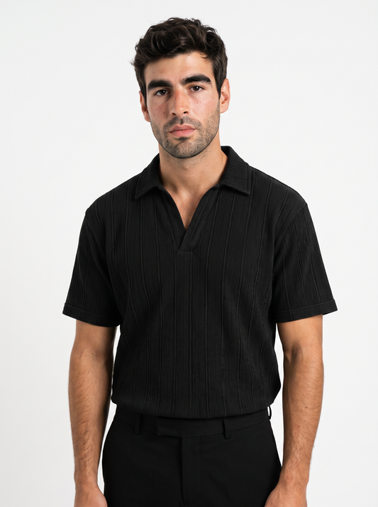 BLANC Signature Polo worn by model on white studio background