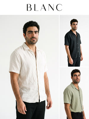 BLANC Linen Shirt Bundle - off-white, black and sage green