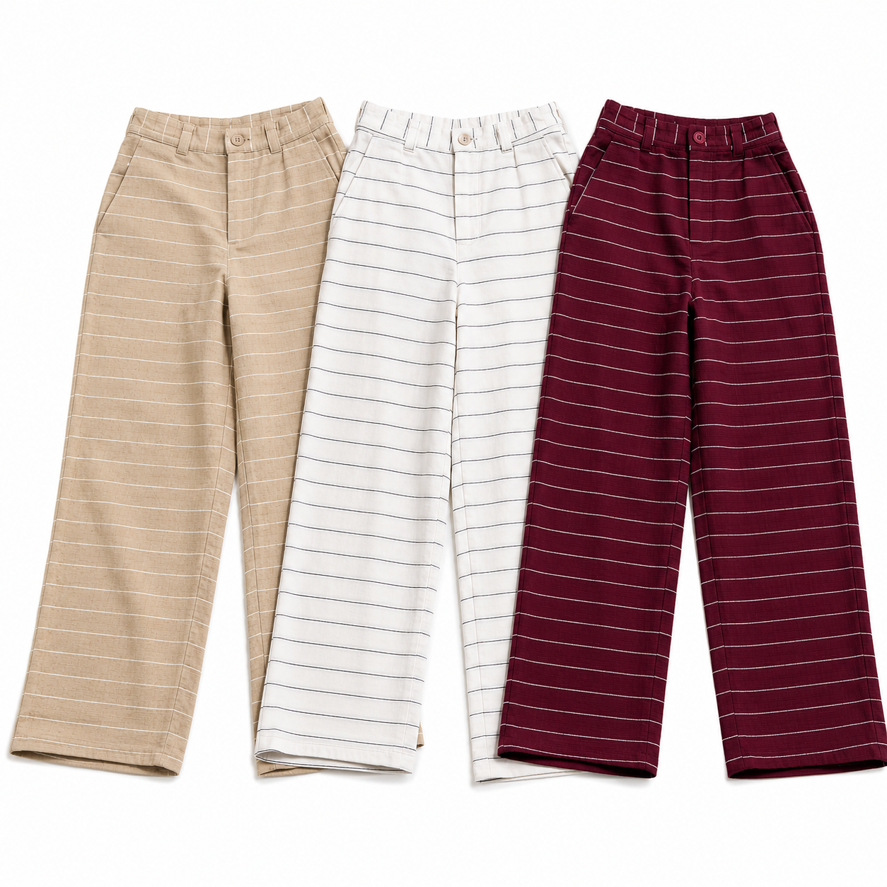 BLANC pinstripe tailored pants bundle in blue, white and burgundy