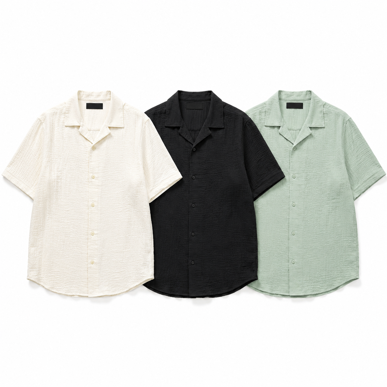BLANC pure linen shirt bundle in white, black and sage green
