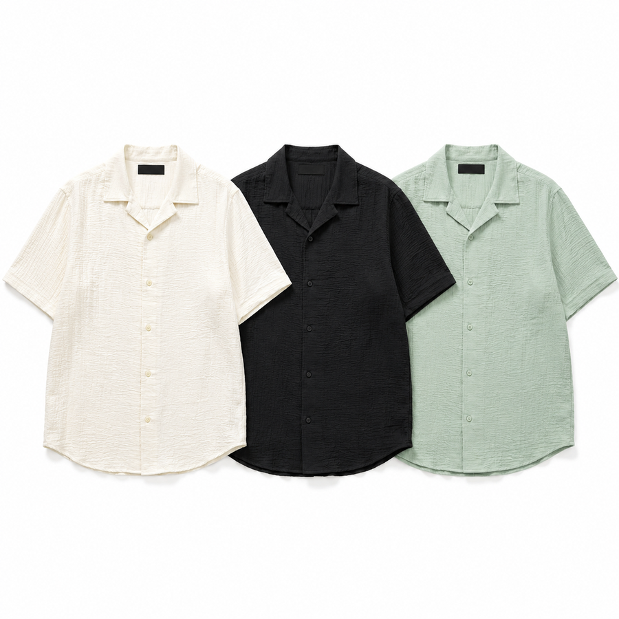 BLANC pure linen shirt bundle in white, black and sage green