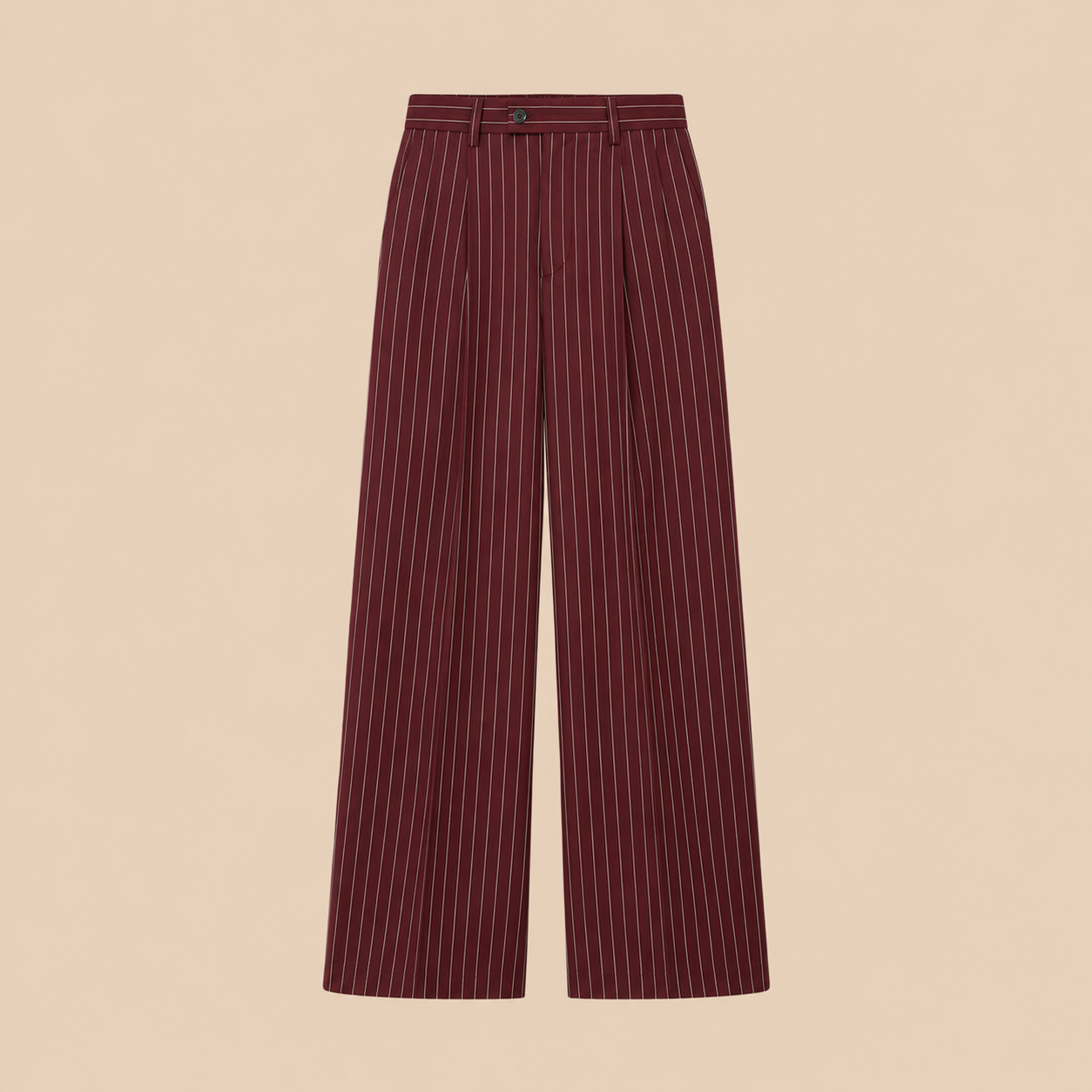 BLANC Women's Pinstripe Tailored Pants Burgundy — product front