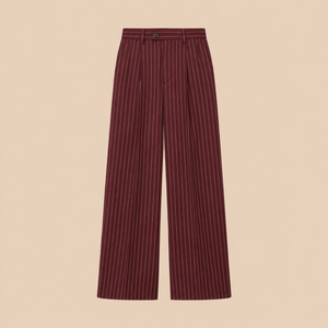 BLANC Women's Pinstripe Tailored Pants Burgundy — product front