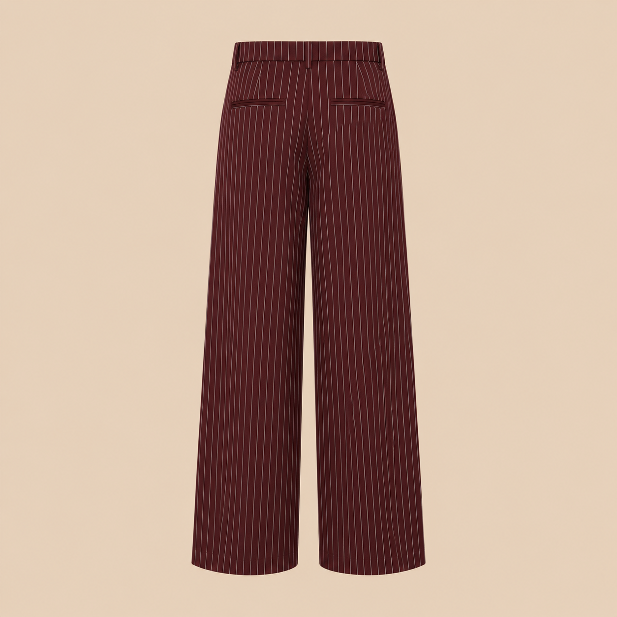 BLANC Women's Pinstripe Tailored Pants Burgundy — product back