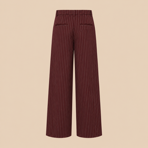 BLANC Women's Pinstripe Tailored Pants Burgundy — product back