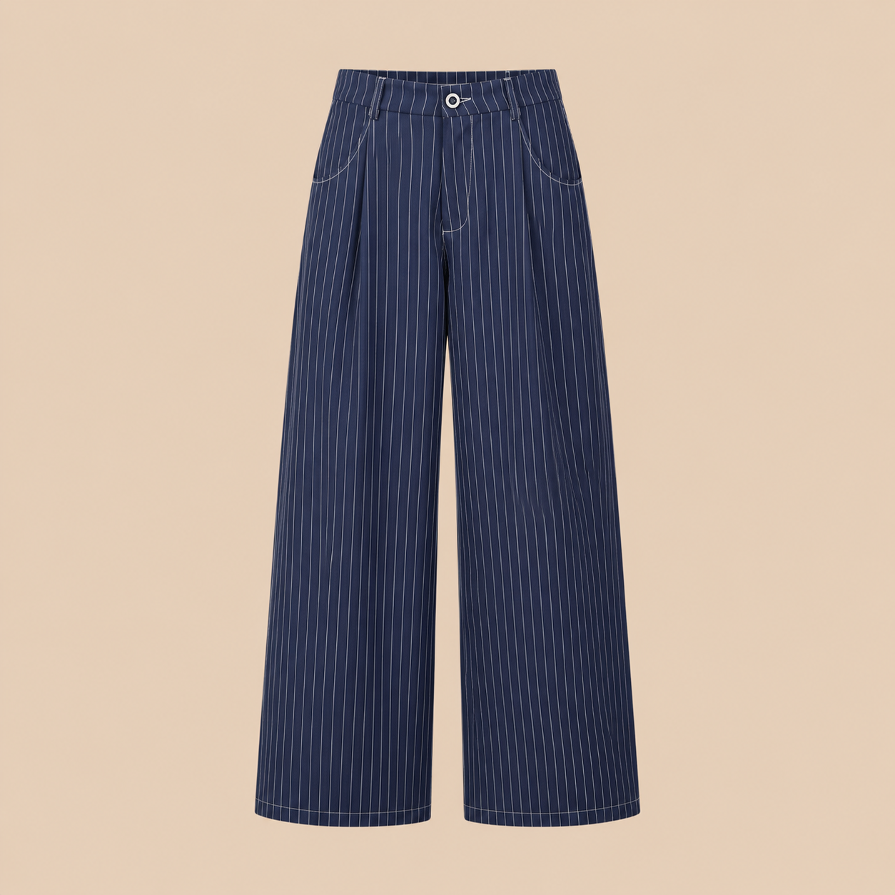 BLANC Women's Pinstripe Tailored Pants Navy Blue — product front