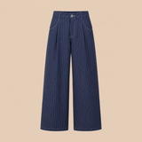 BLANC Women's Pinstripe Tailored Pants Navy Blue — product front