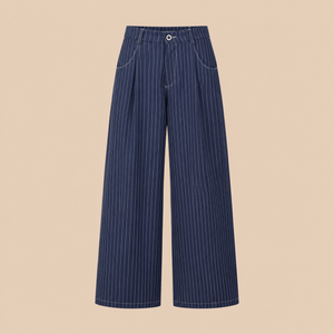 BLANC Women's Pinstripe Tailored Pants Navy Blue — product front