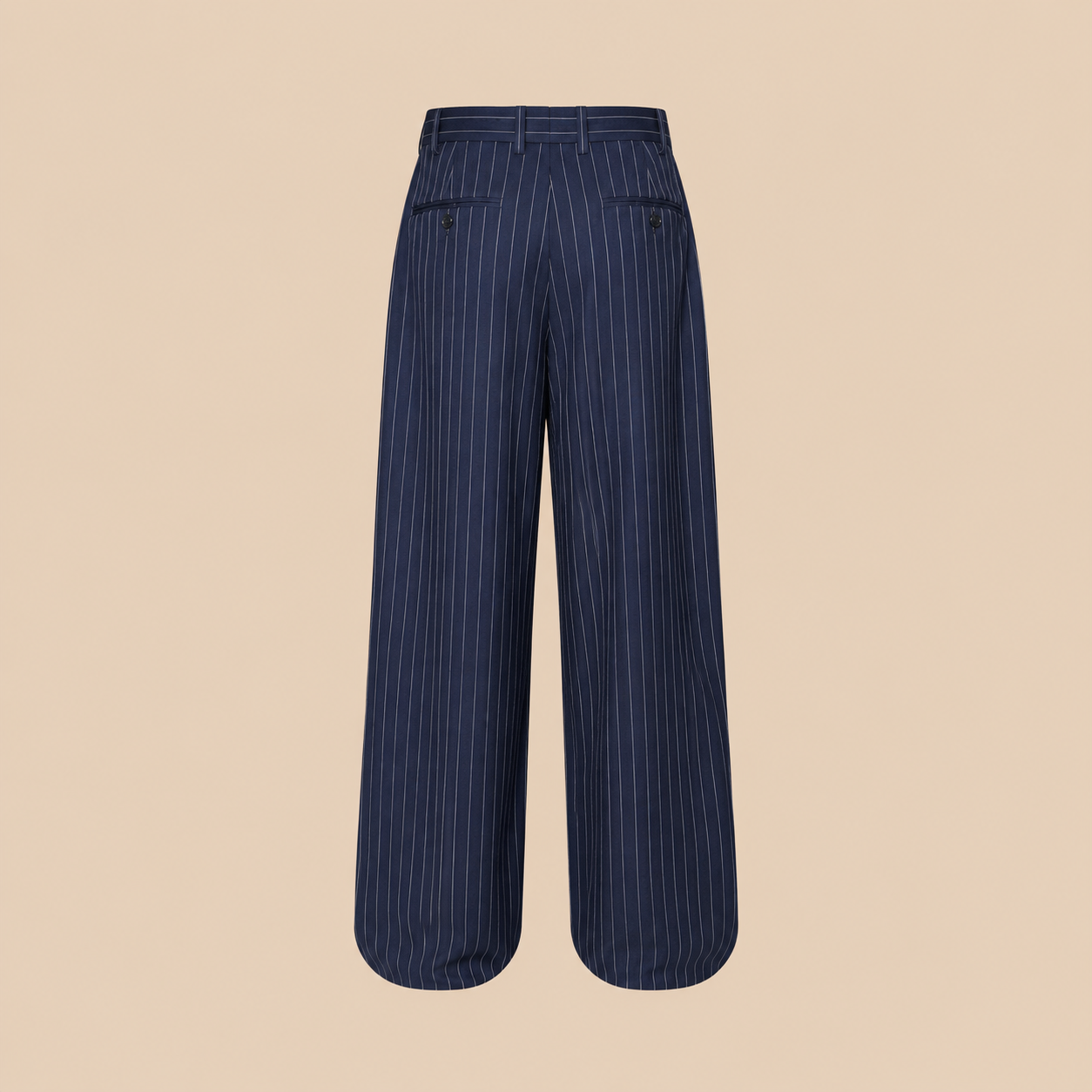 BLANC Women's Pinstripe Tailored Pants Navy Blue — product back