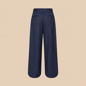 BLANC Women's Pinstripe Tailored Pants Navy Blue — product back