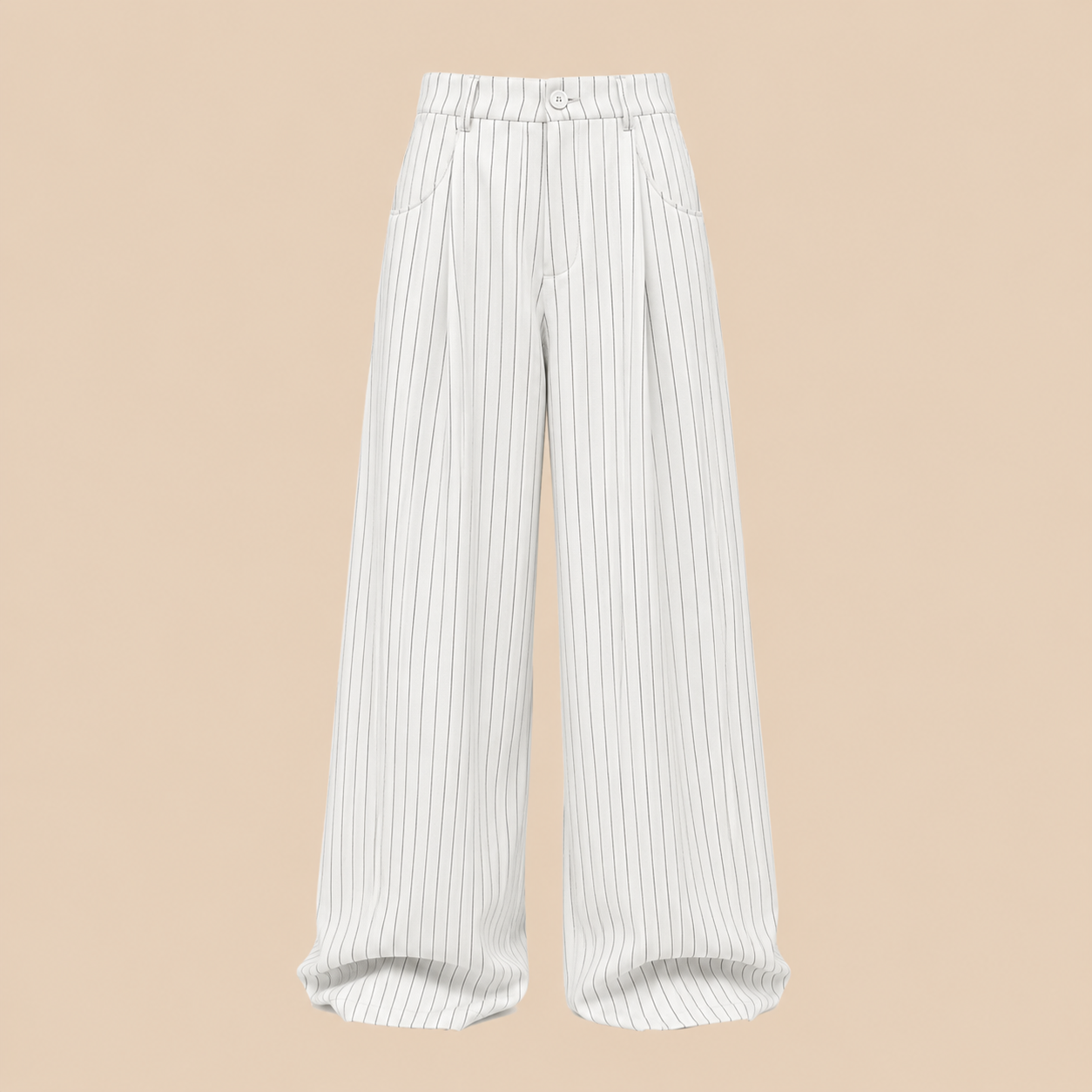 BLANC Women's Pinstripe Tailored Pants White — product front