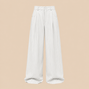 BLANC Women's Pinstripe Tailored Pants White — product front