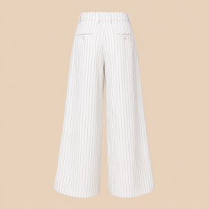 BLANC Women's Pinstripe Tailored Pants White — product back