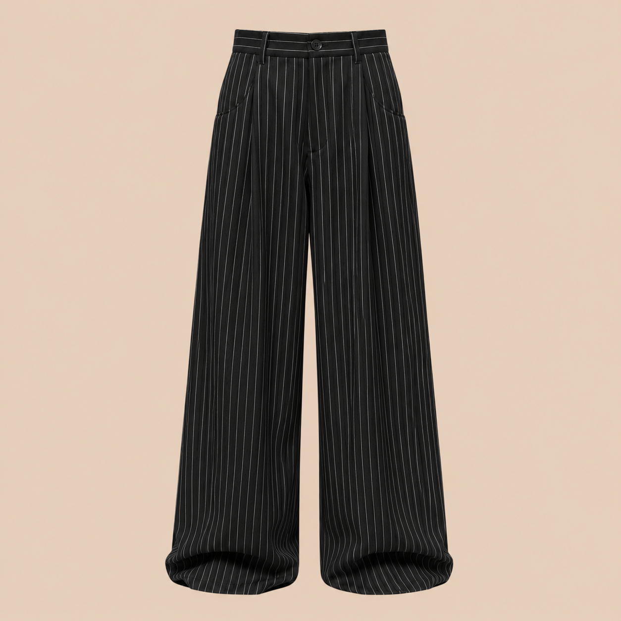 BLANC Women's Pinstripe Tailored Pants — Black