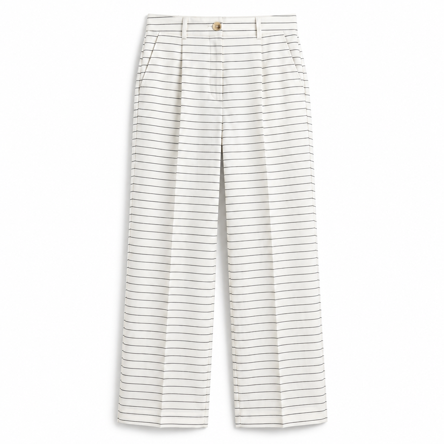 Horizontal Pinstripe Pants — White