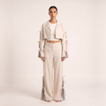 BLANC Alba Set cream cropped blazer and wide-leg trousers – front view