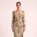 BLANC Laurel Set olive printed two-piece – front view