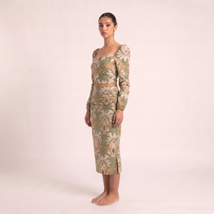 BLANC Laurel Set olive printed two-piece – side view