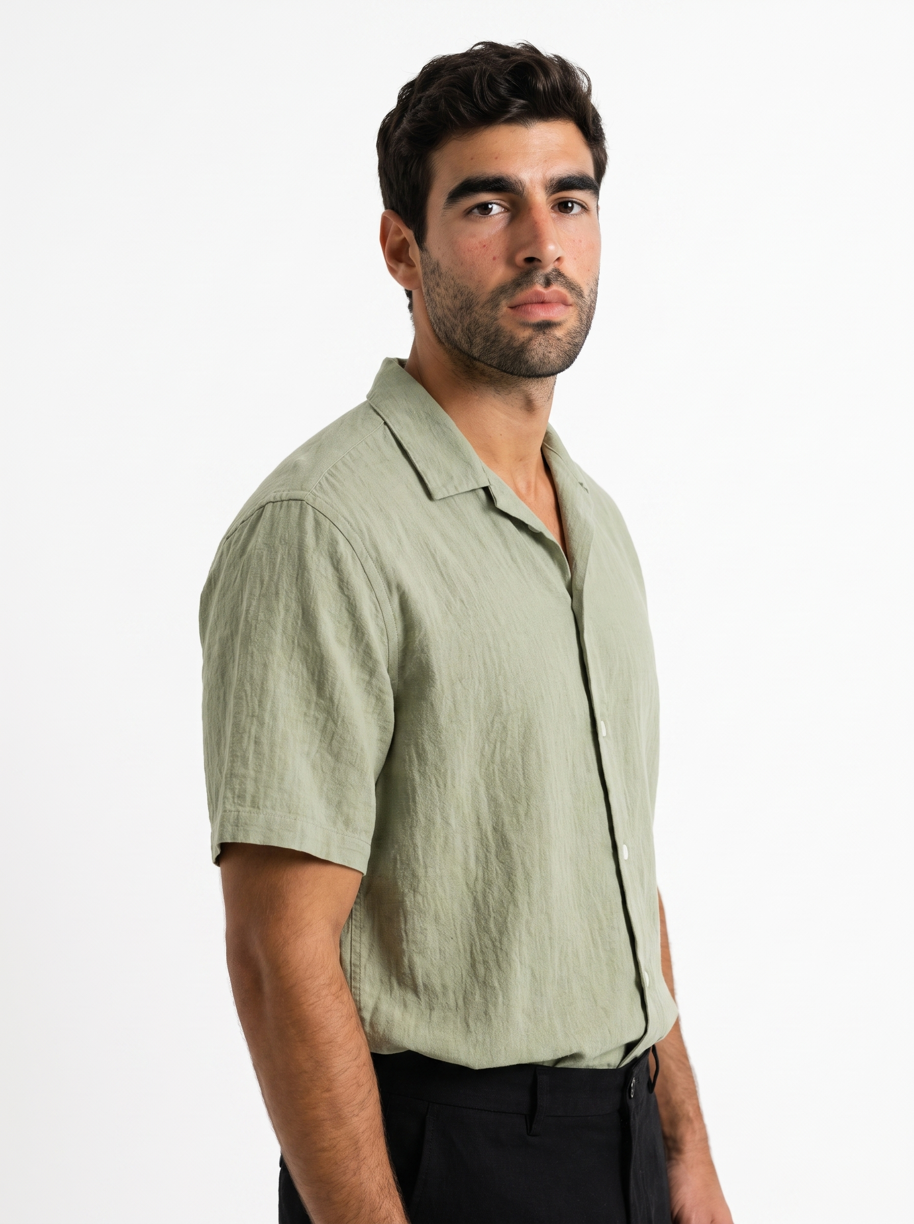 BLANC Linen Shirt Bundle - Sage Green worn by model