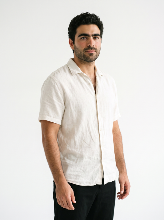BLANC Linen Shirt Bundle - Off White worn by model