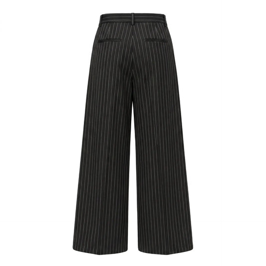 BLANC Unisex Pinstripe Tailored Pants — Black