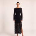 BLANC Onyx Dress black openwork maxi – front view